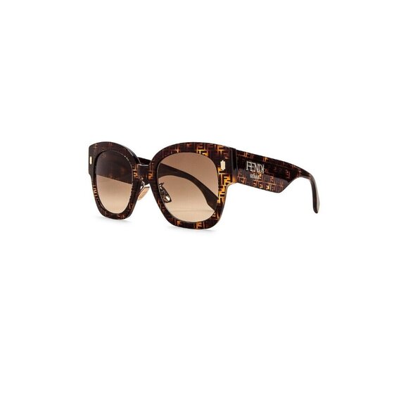 Fendi Acetate Sunglasses Havana Pattern Brown Logo Oversized - Picture 2 of 9